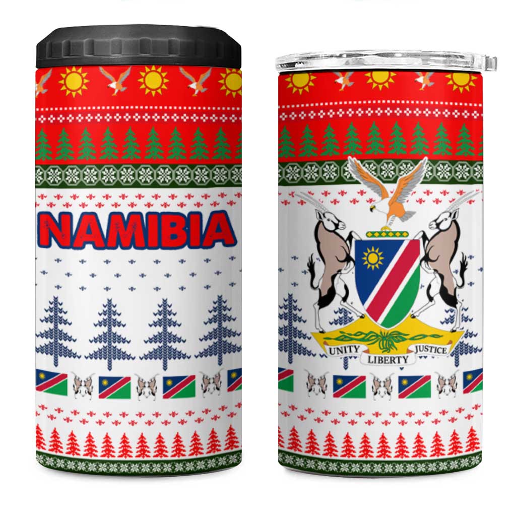Namibia Christmas 4 in 1 Can Cooler Tumbler Coat of Arm National Flag Motif - African Pride