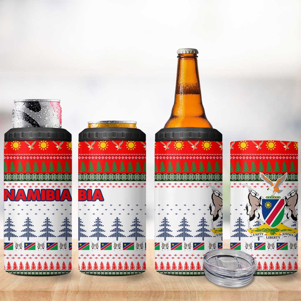 Namibia Christmas 4 in 1 Can Cooler Tumbler Coat of Arm National Flag Motif - African Pride