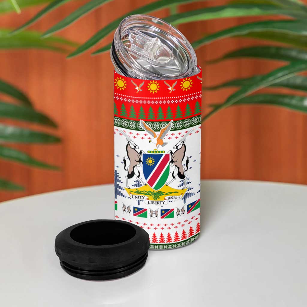 Namibia Christmas 4 in 1 Can Cooler Tumbler Coat of Arm National Flag Motif - African Pride
