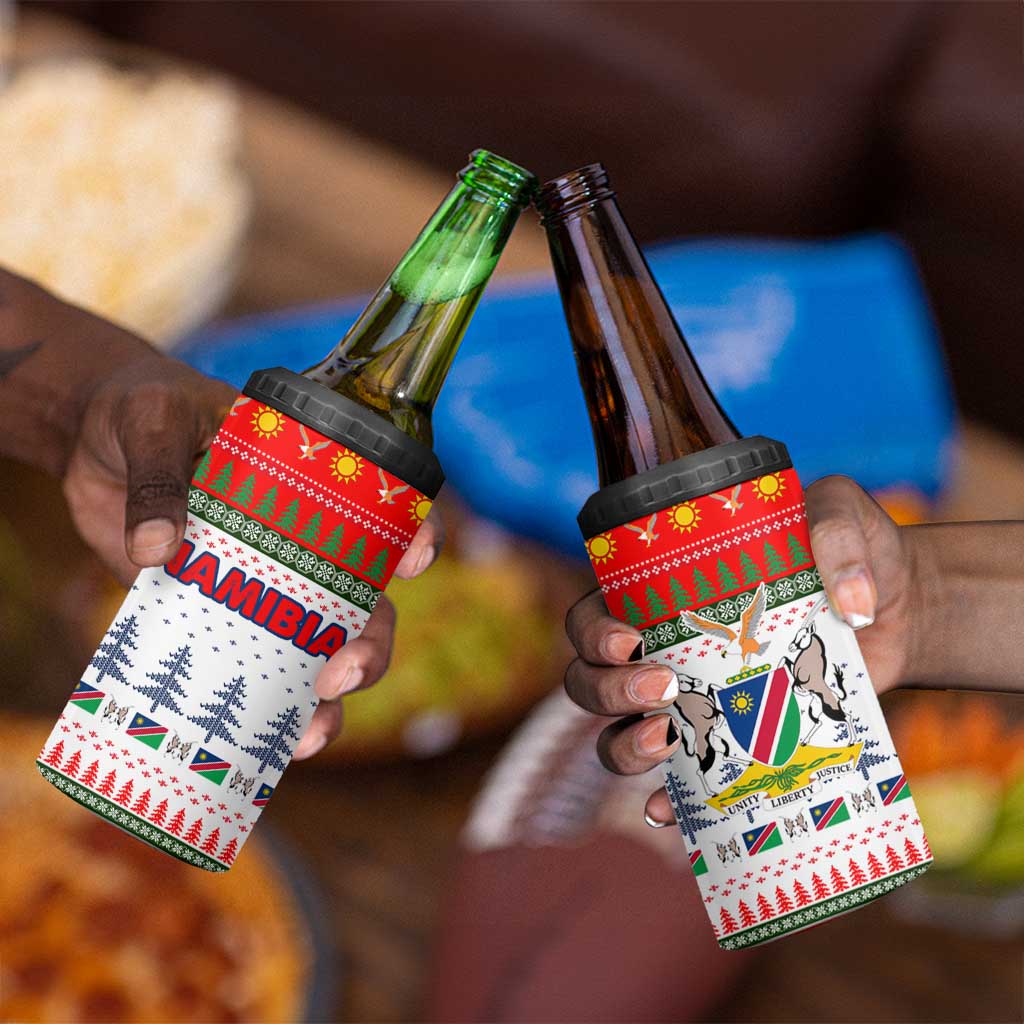 Namibia Christmas 4 in 1 Can Cooler Tumbler Coat of Arm National Flag Motif - African Pride