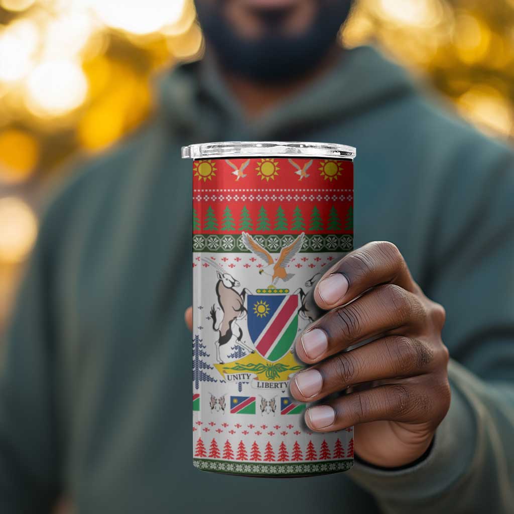 Namibia Christmas 4 in 1 Can Cooler Tumbler Coat of Arm National Flag Motif - African Pride
