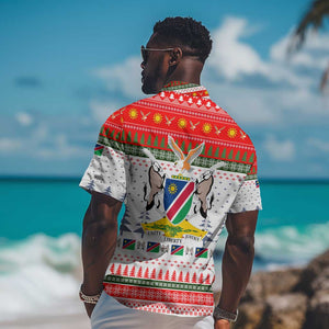 Namibia Christmas Hawaiian Shirt Coat of Arm National Flag Motif - African Pride