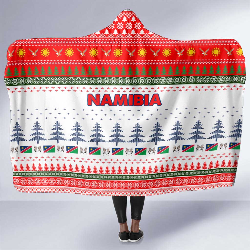 Namibia Christmas Hooded Blanket Coat of Arm National Flag Motif - African Pride