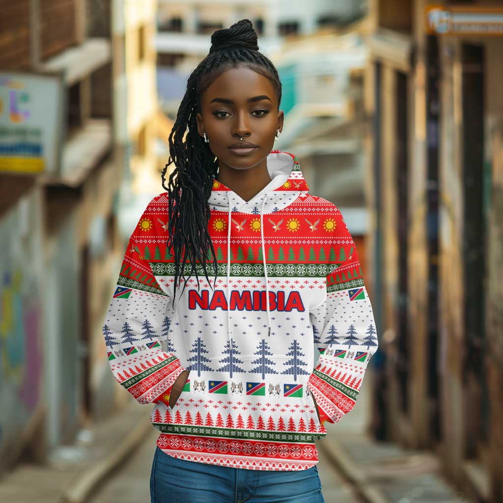 Namibia Christmas Hoodie Coat of Arm National Flag Motif - African Pride