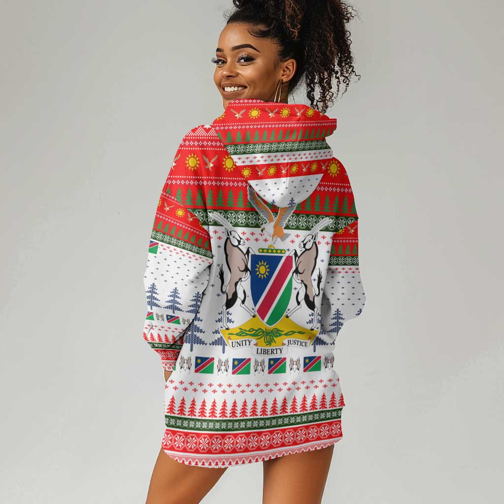 Namibia Christmas Hoodie Dress Coat of Arm National Flag Motif - African Pride