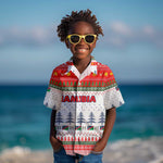 Namibia Christmas Kid Hawaiian Shirt Coat of Arm National Flag Motif - African Pride