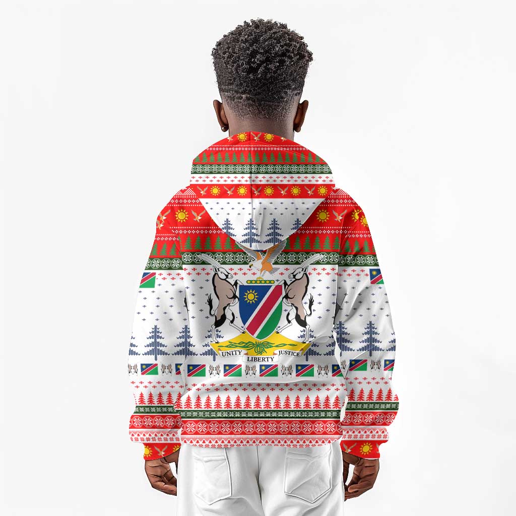 Namibia Christmas Kid Hoodie Coat of Arm National Flag Motif - African Pride