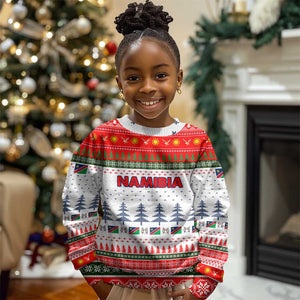 Namibia Christmas Kid Ugly Christmas Sweater Coat of Arm National Flag Motif - African Pride