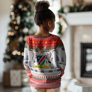 Namibia Christmas Kid Ugly Christmas Sweater Coat of Arm National Flag Motif - African Pride