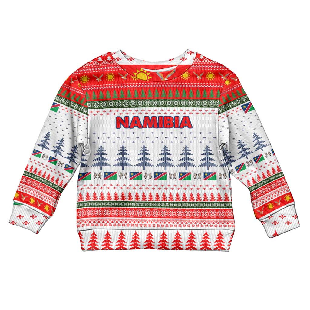 Namibia Christmas Kid Ugly Christmas Sweater Coat of Arm National Flag Motif - African Pride