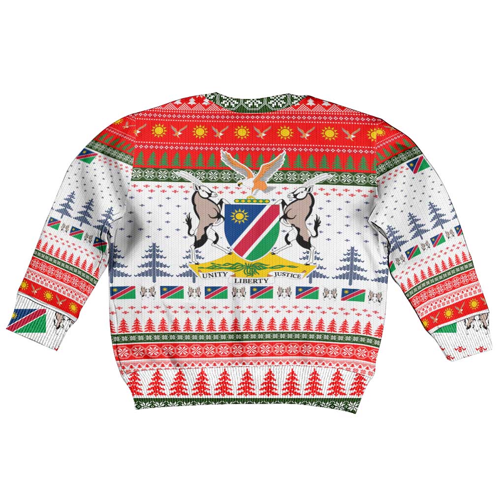Namibia Christmas Kid Ugly Christmas Sweater Coat of Arm National Flag Motif - African Pride