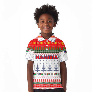 Namibia Christmas Kid Polo Shirt Coat of Arm National Flag Motif - African Pride