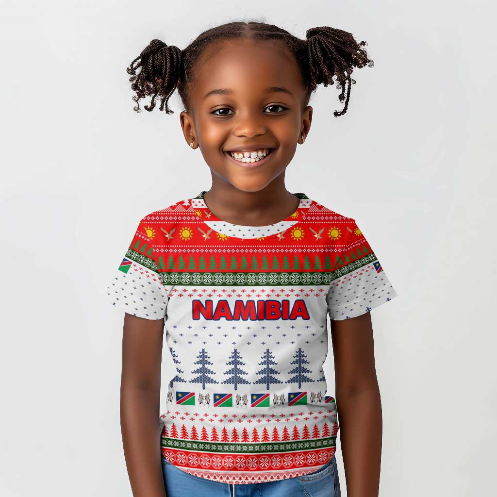 Namibia Christmas Kid T shirt Coat of Arm National Flag Motif - African Pride