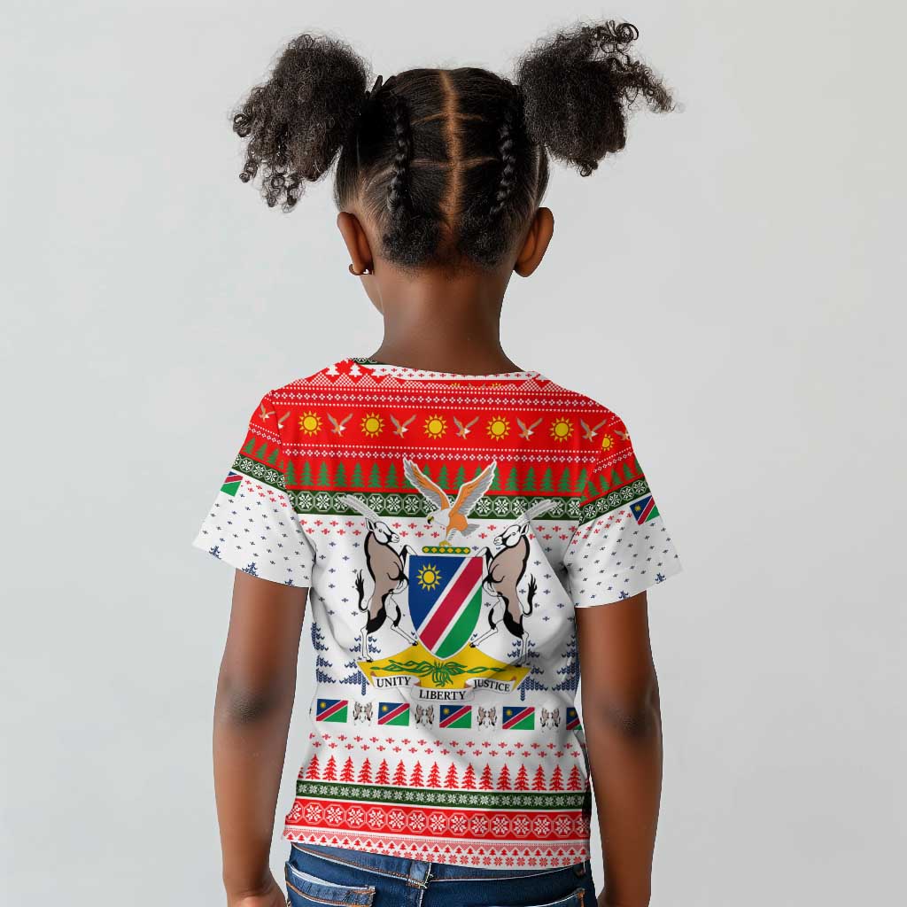 Namibia Christmas Kid T shirt Coat of Arm National Flag Motif - African Pride