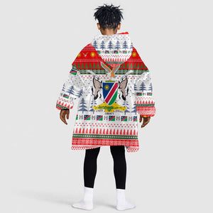 Namibia Christmas Kid Wearable Blanket Hoodie Coat of Arm National Flag Motif - African Pride