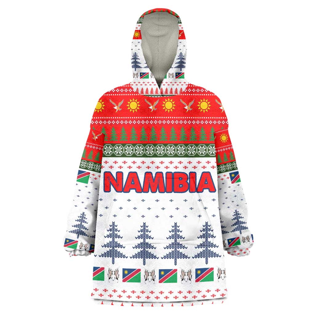 Namibia Christmas Kid Wearable Blanket Hoodie Coat of Arm National Flag Motif - African Pride