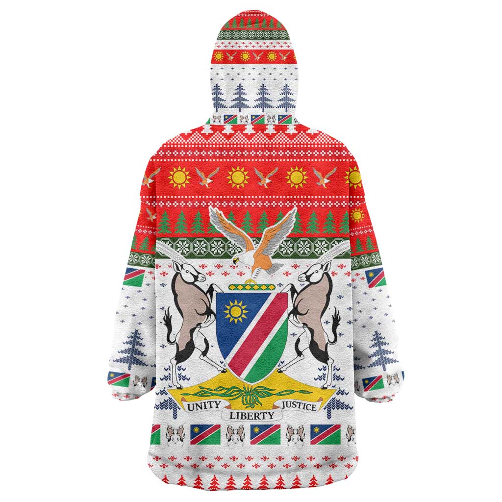 Namibia Christmas Kid Wearable Blanket Hoodie Coat of Arm National Flag Motif - African Pride