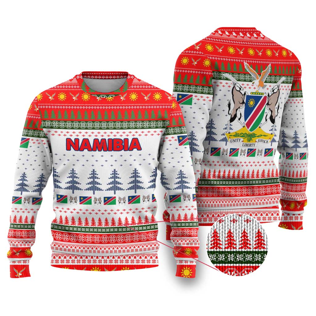 Namibia Christmas Ugly Christmas Sweater Coat of Arm National Flag Motif - African Pride