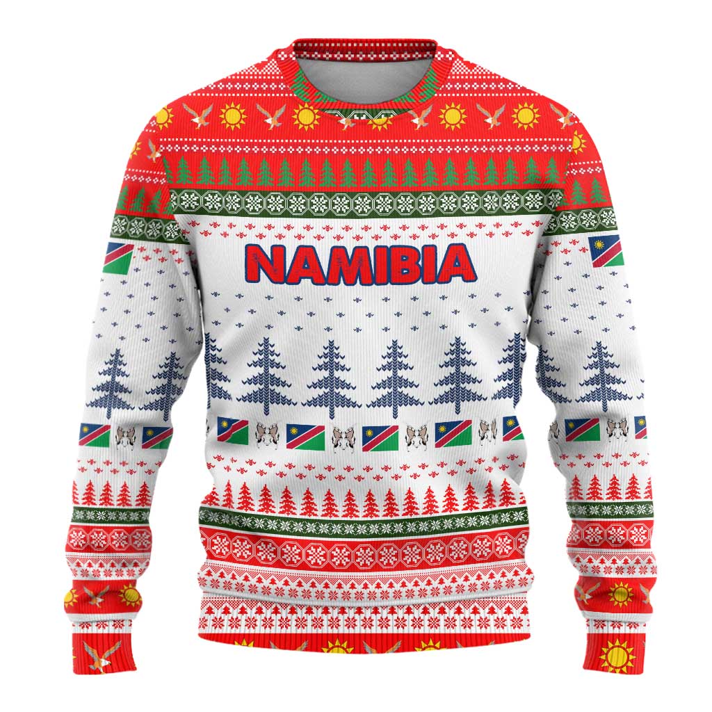 Namibia Christmas Ugly Christmas Sweater Coat of Arm National Flag Motif - African Pride