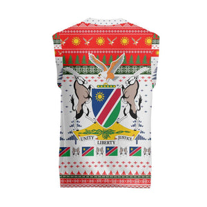 Namibia Christmas Knitted V-Neck Vest Coat of Arm National Flag Motif - African Pride