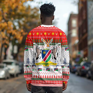 Namibia Christmas Long Sleeve Shirt Coat of Arm National Flag Motif - African Pride