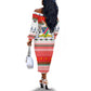 Namibia Christmas Off The Shoulder Long Sleeve Dress Coat of Arm National Flag Motif - African Pride