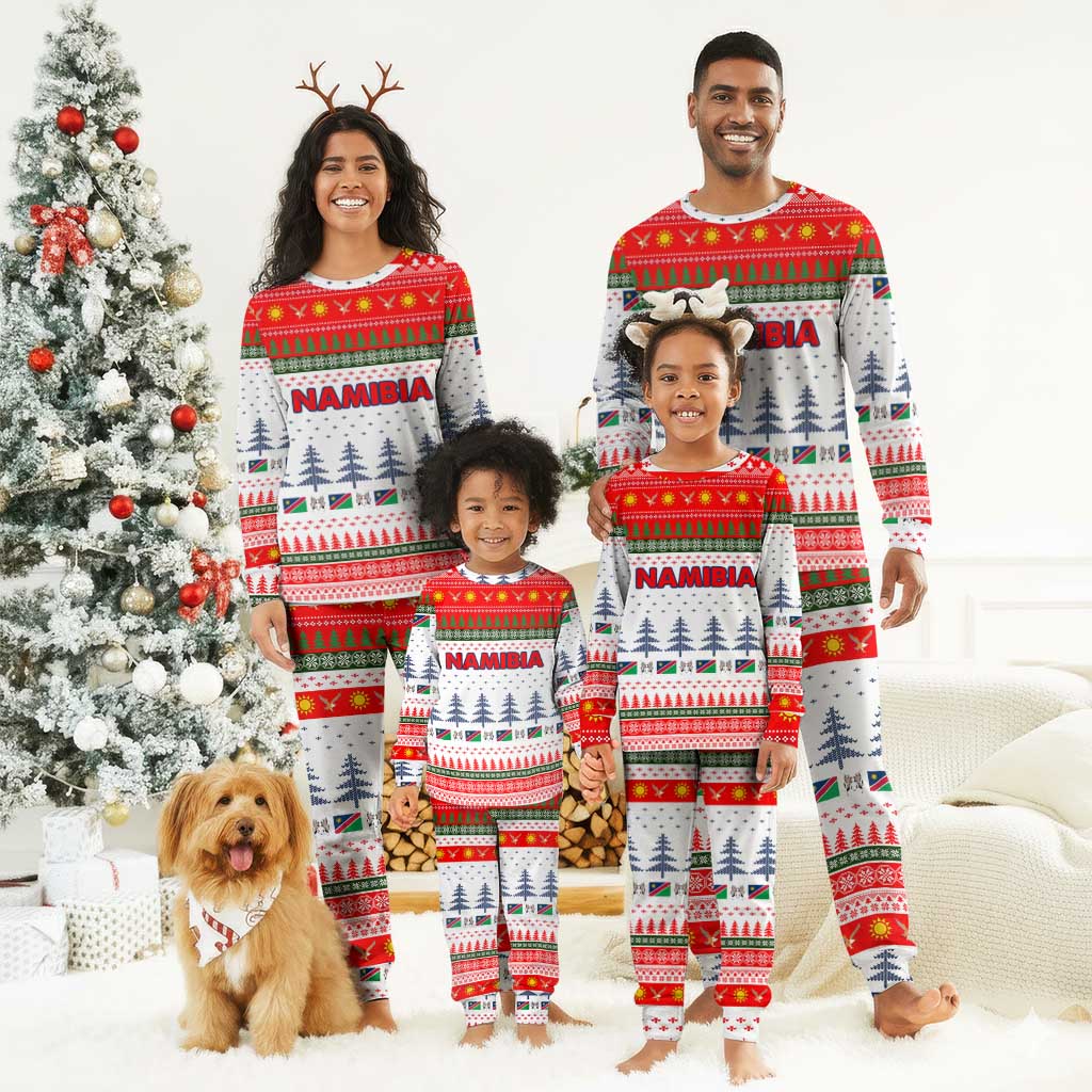 Namibia Christmas Pajama Set Coat of Arm National Flag Motif - African Pride