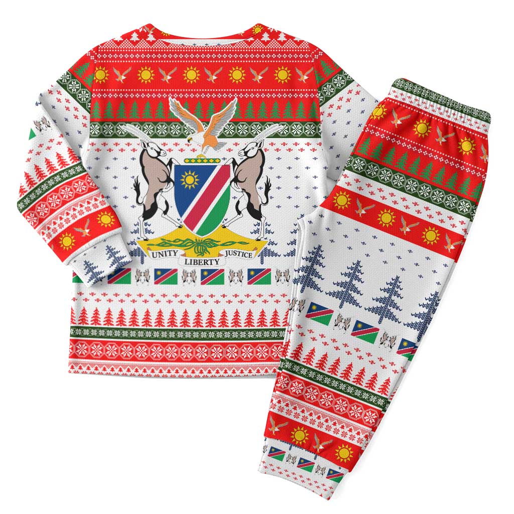 Namibia Christmas Pajama Set Coat of Arm National Flag Motif - African Pride