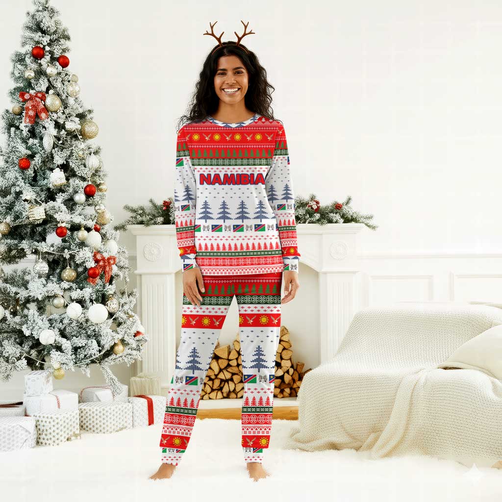 Namibia Christmas Pajama Set Coat of Arm National Flag Motif - African Pride
