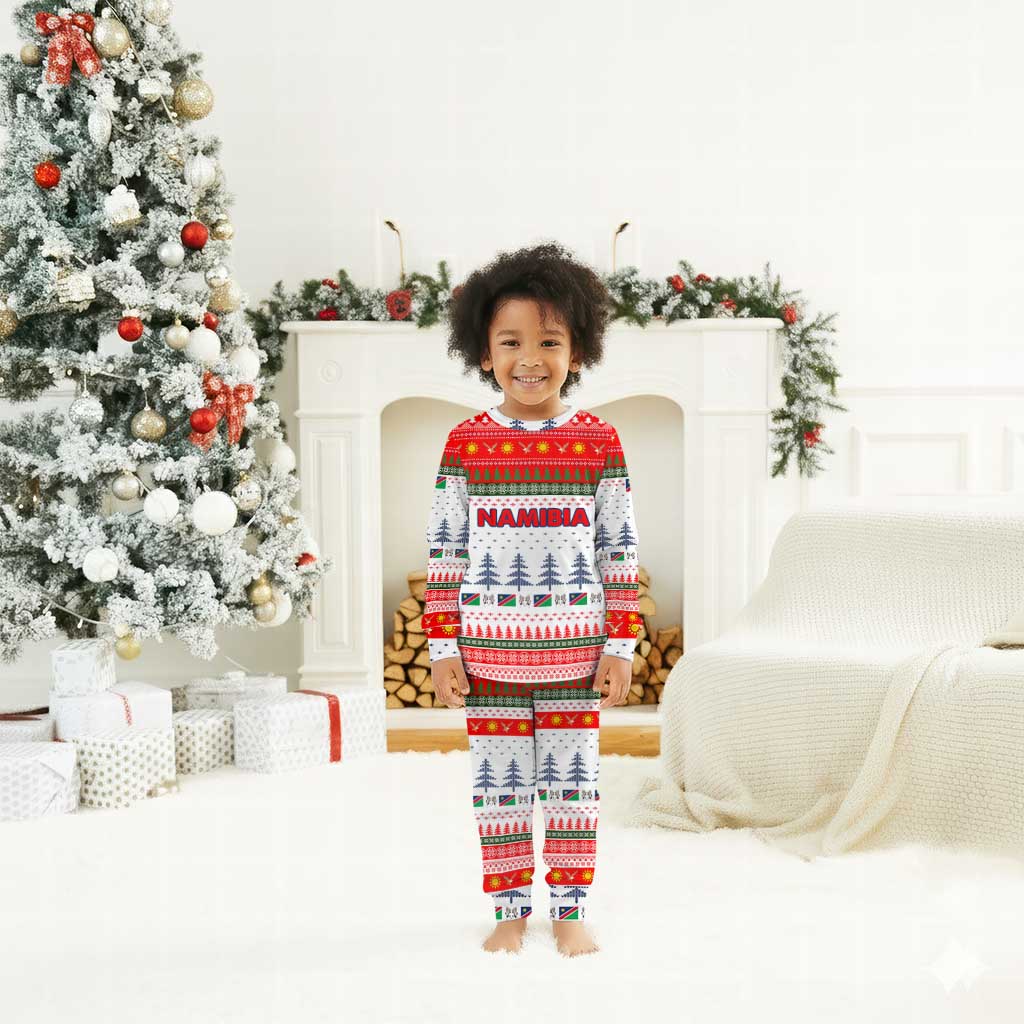 Namibia Christmas Pajama Set Coat of Arm National Flag Motif - African Pride