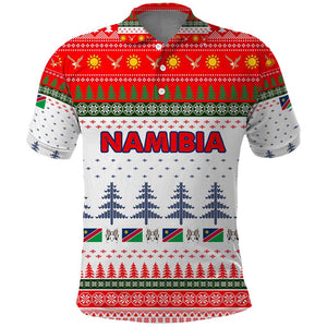 Namibia Christmas Polo Shirt Coat of Arm National Flag Motif - African Pride