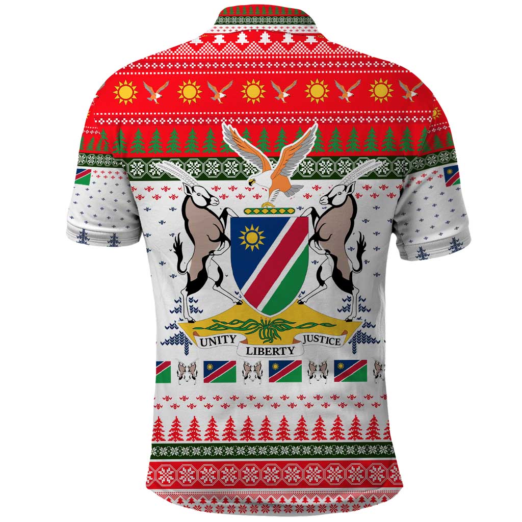 Namibia Christmas Polo Shirt Coat of Arm National Flag Motif - African Pride