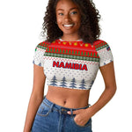 Namibia Christmas Raglan Cropped T shirt Coat of Arm National Flag Motif - African Pride