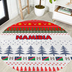 Namibia Christmas Round Carpet Coat of Arm National Flag Motif - African Pride