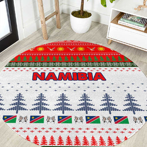 Namibia Christmas Round Carpet Coat of Arm National Flag Motif - African Pride