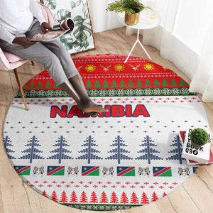 Namibia Christmas Round Carpet Coat of Arm National Flag Motif - African Pride