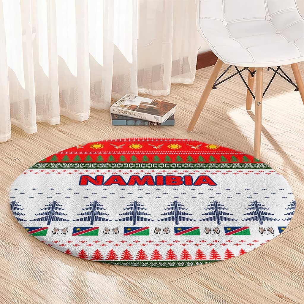 Namibia Christmas Round Carpet Coat of Arm National Flag Motif - African Pride