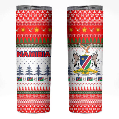 Namibia Christmas Skinny Tumbler Coat of Arm National Flag Motif - African Pride