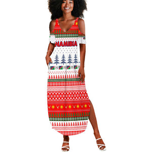 Namibia Christmas Summer Maxi Dress Coat of Arm National Flag Motif - African Pride
