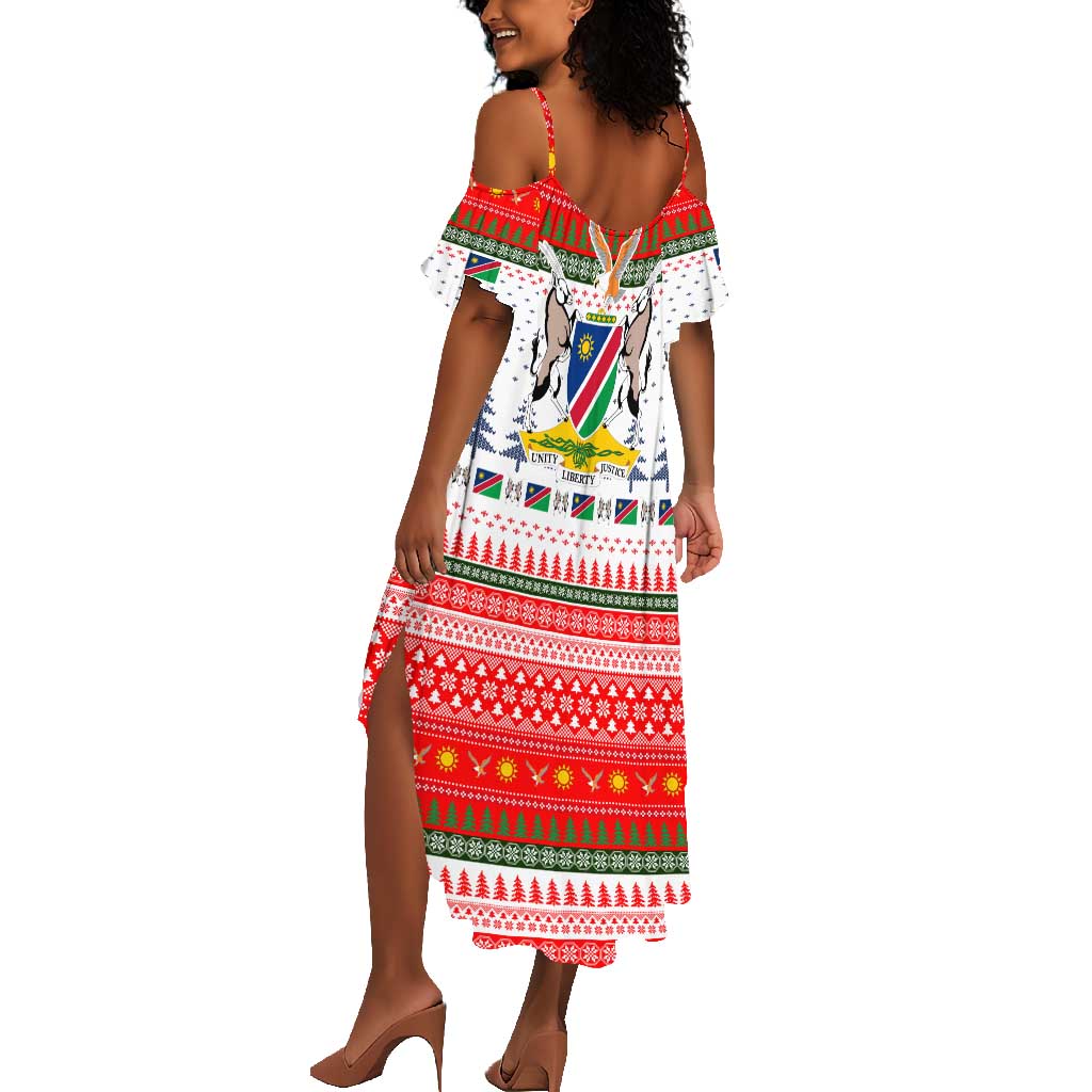Namibia Christmas Summer Maxi Dress Coat of Arm National Flag Motif - African Pride
