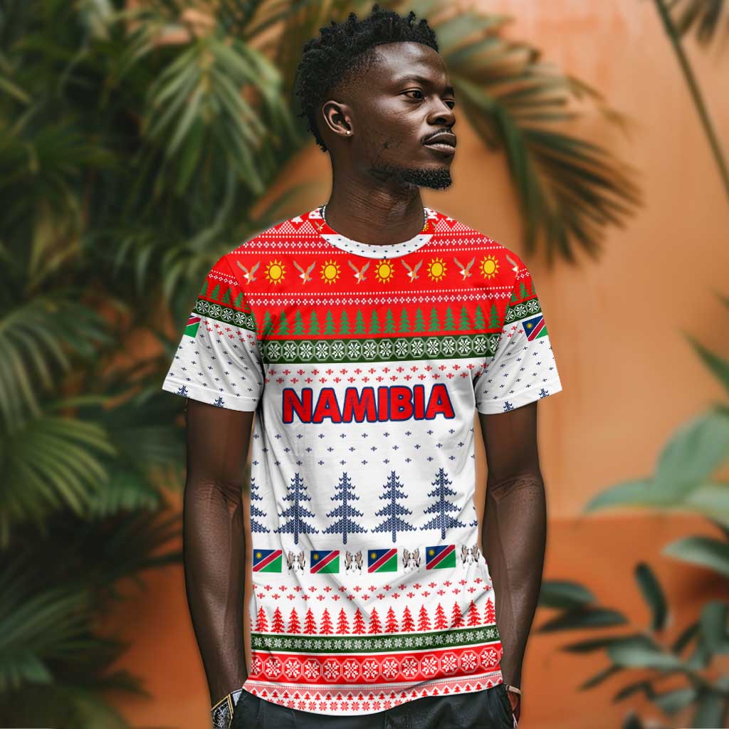 Namibia Christmas T shirt Coat of Arm National Flag Motif - African Pride