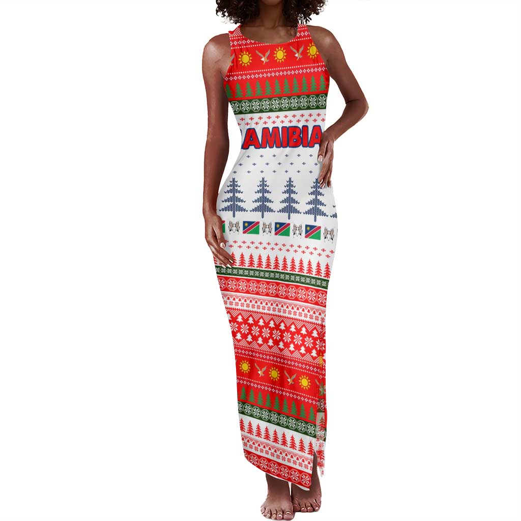 Namibia Christmas Tank Maxi Dress Coat of Arm National Flag Motif - African Pride