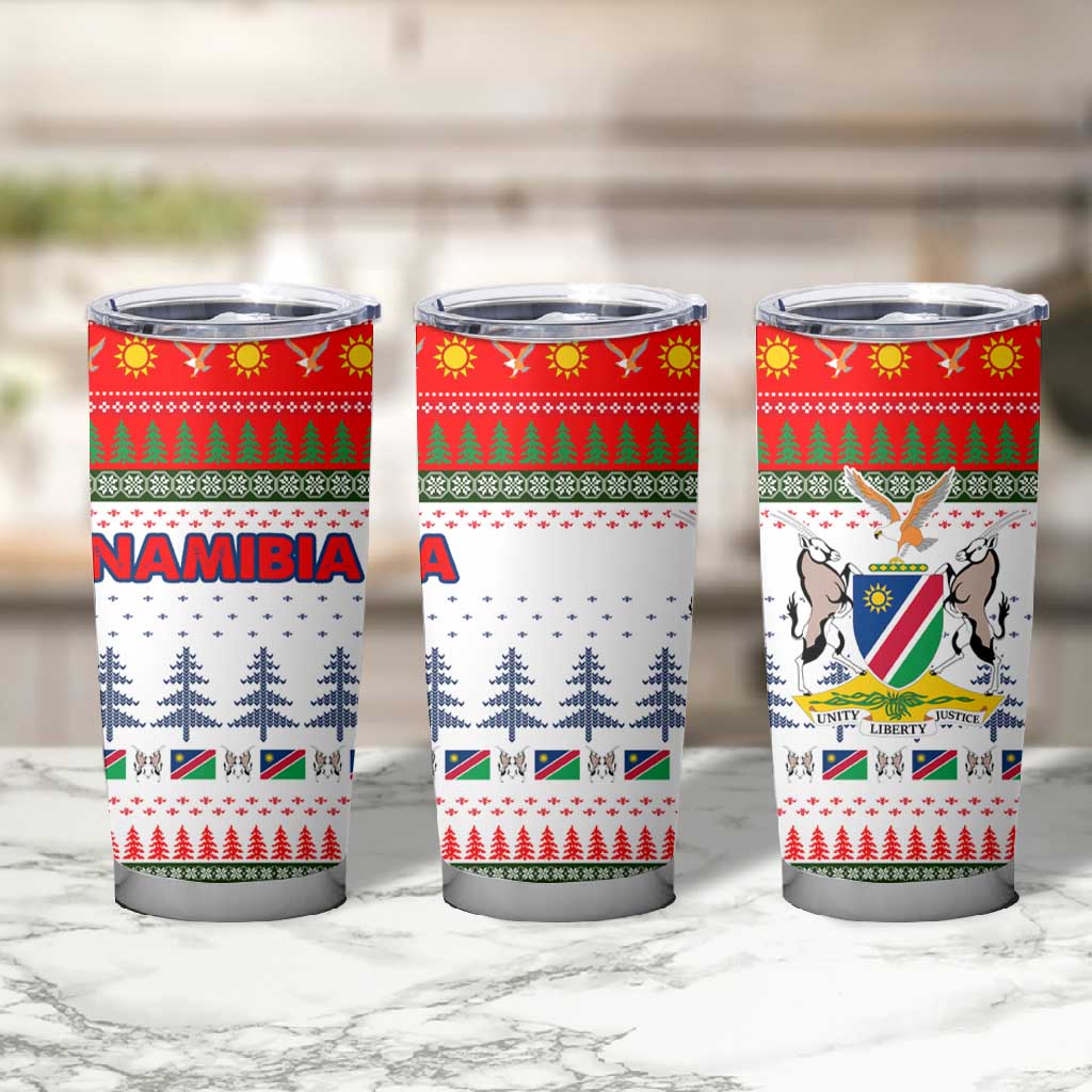 Namibia Christmas Tumbler Cup Coat of Arm National Flag Motif - African Pride