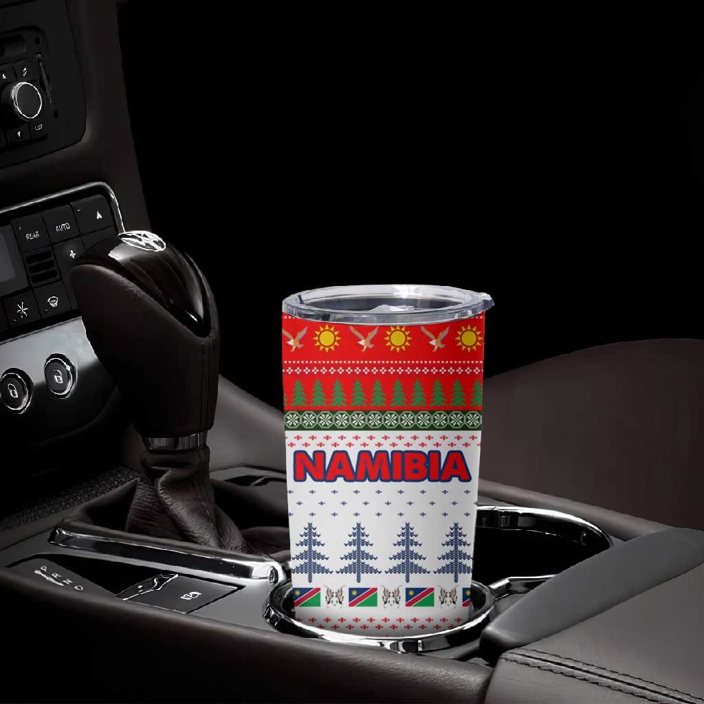 Namibia Christmas Tumbler Cup Coat of Arm National Flag Motif - African Pride
