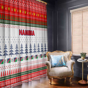 Namibia Christmas Window Curtain Coat of Arm National Flag Motif - African Pride