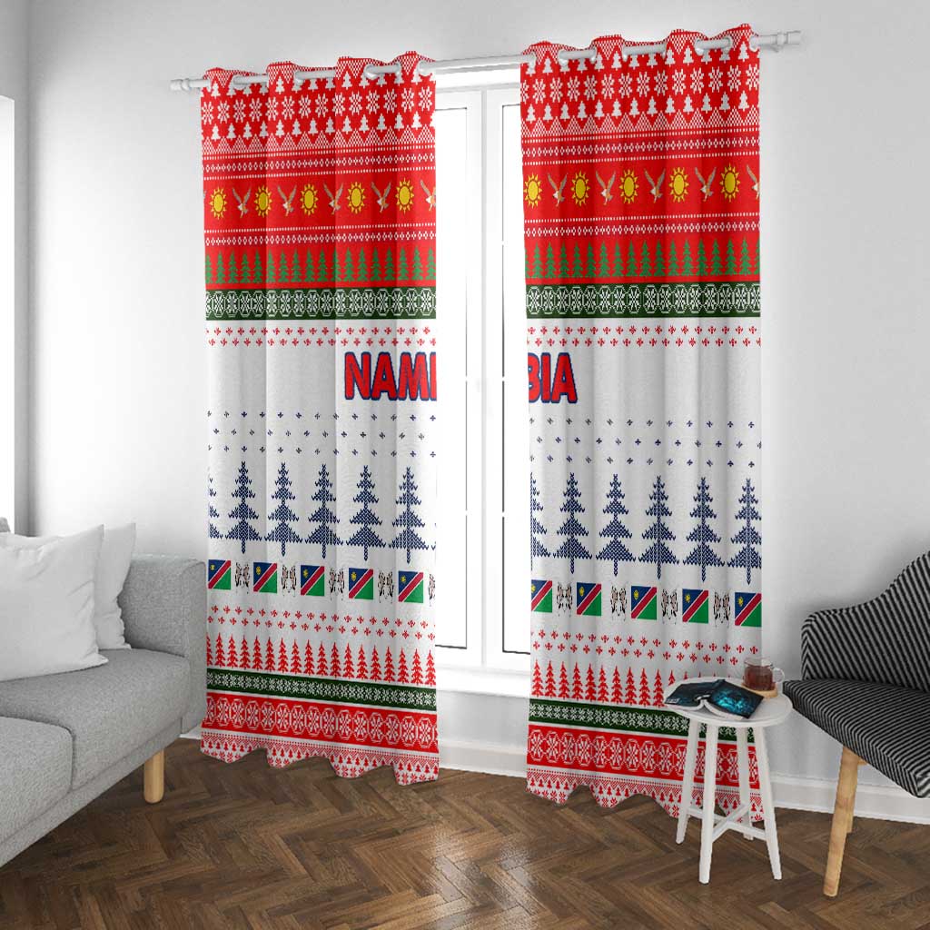 Namibia Christmas Window Curtain Coat of Arm National Flag Motif - African Pride