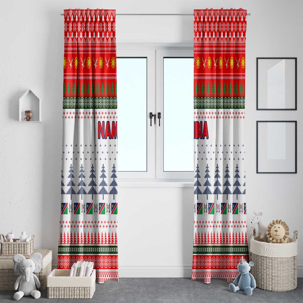 Namibia Christmas Window Curtain Coat of Arm National Flag Motif - African Pride