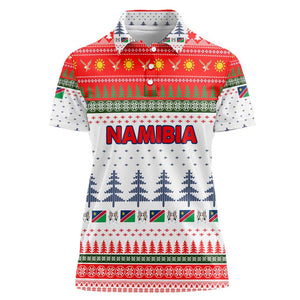 Namibia Christmas Women Polo Shirt Coat of Arm National Flag Motif - African Pride