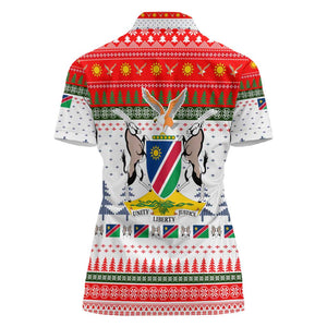 Namibia Christmas Women Polo Shirt Coat of Arm National Flag Motif - African Pride