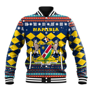 Namibia Christmas Baseball Jacket Coat of Arms and Flag Map Motif - African Pride